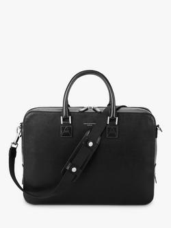 Aspinal of London Mount Street Saffiano Leather Laptop Bag, Black