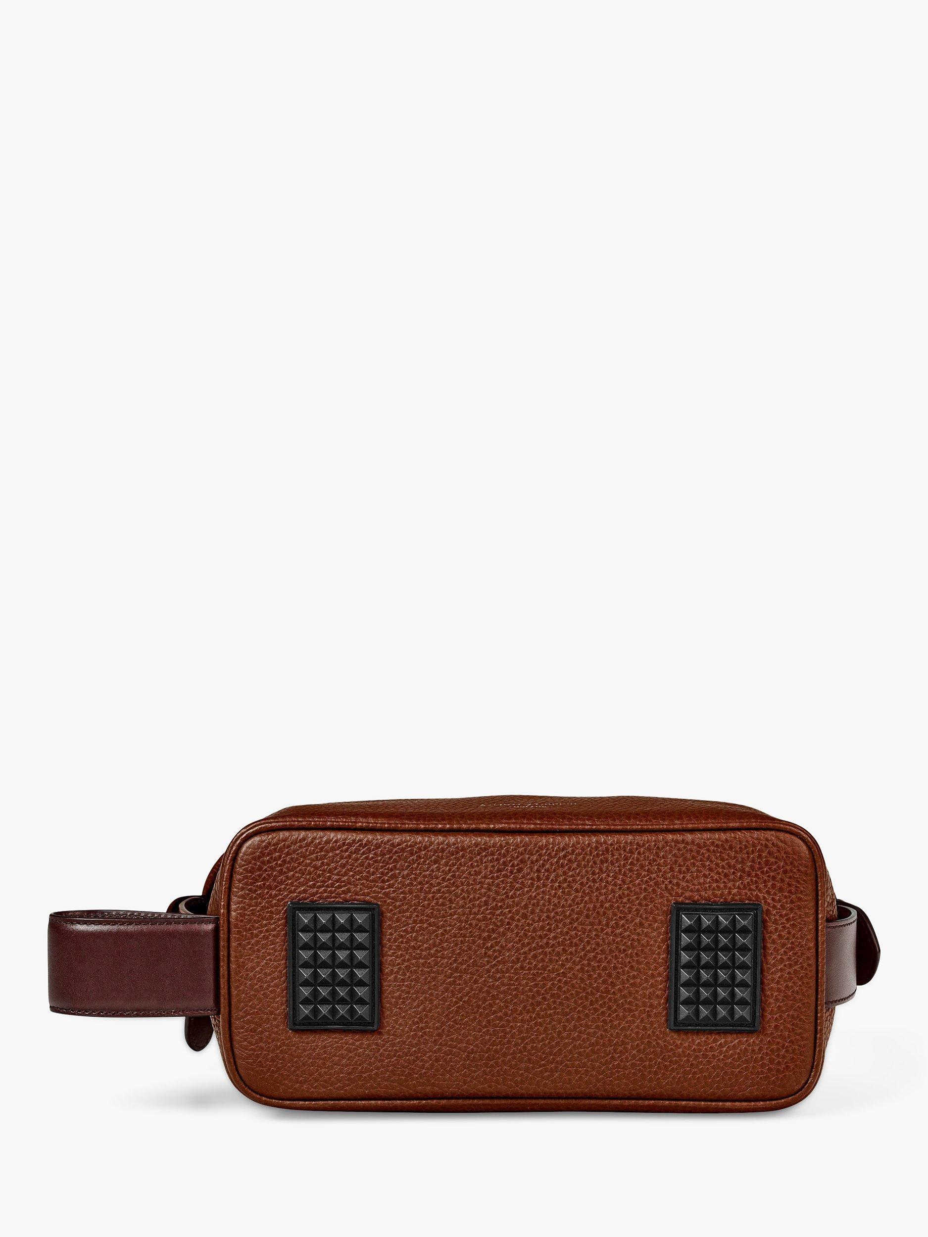 Product image 4 of 4, which shows Aspinal of London Reporter Pebble Leather Wash Bag, Chestnut