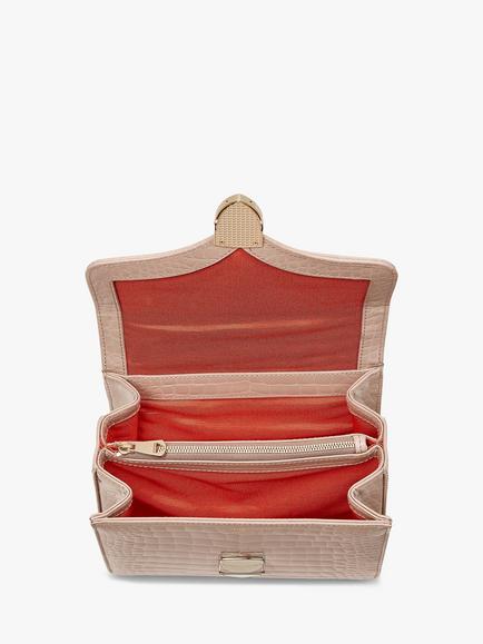 Aspinal of London Midi Mayfair Croc Effect Leather Cross Body Bag - view 2, Taupe