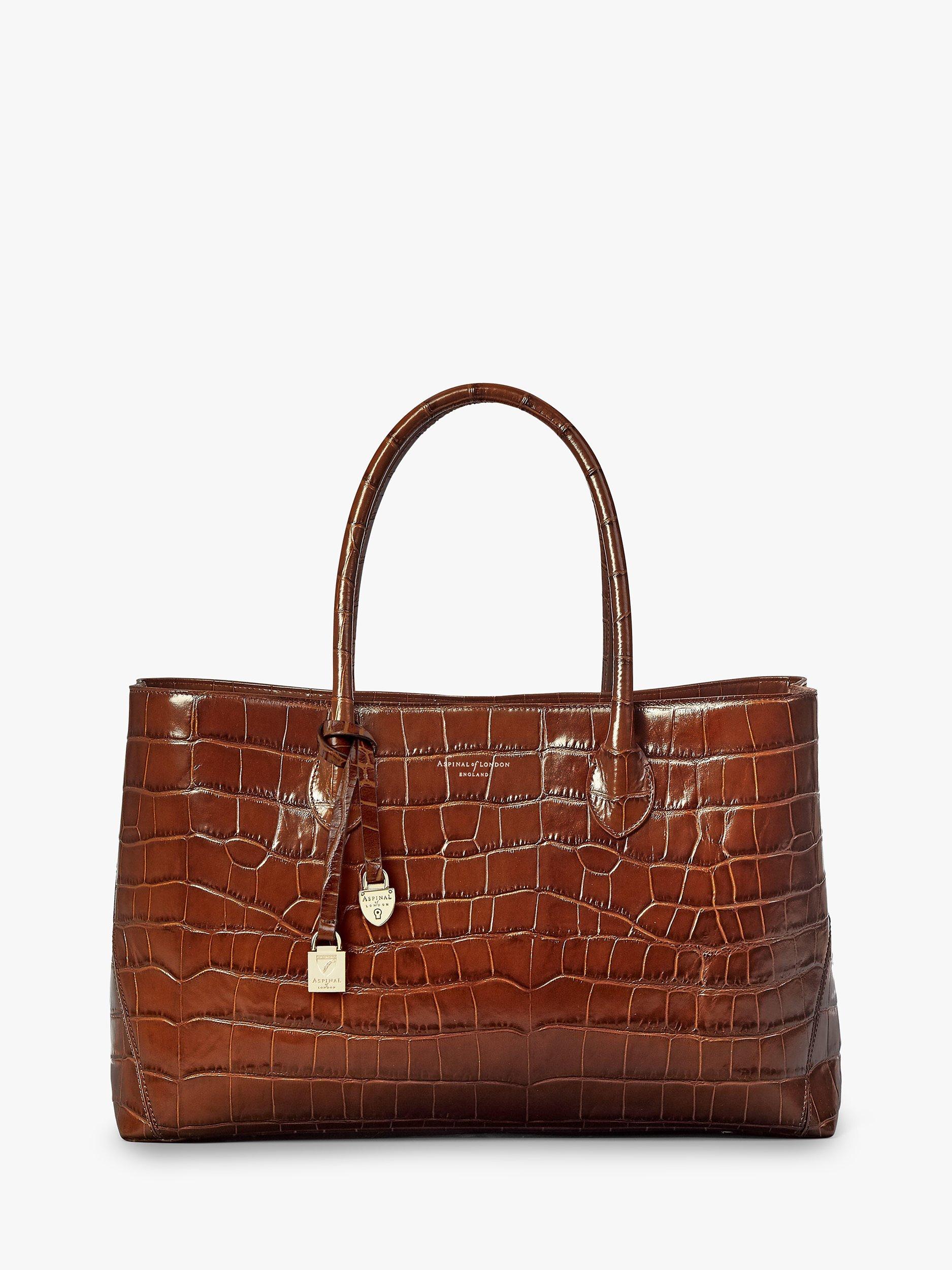 Aspinal of London Large London Deep Shine Soft Croc Leather Tote Bag