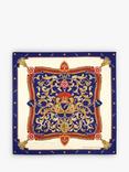 Aspinal of London Signature Shield Silk Square Scarf, Blue