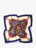Aspinal of London Signature Shield Silk Square Scarf, Blue