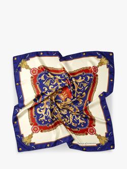 Aspinal of London Signature Shield Silk Square Scarf - view 2, Blue