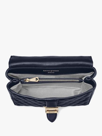 Aspinal of London Lottie Large Quilted Pebble Leather Shoulder Bag - view 2, Navy