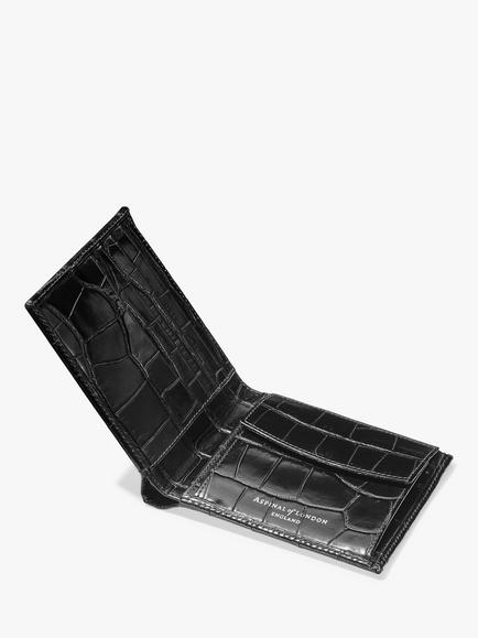Aspinal of London Billfold Croc Leather Coin Wallet - view 2, Black