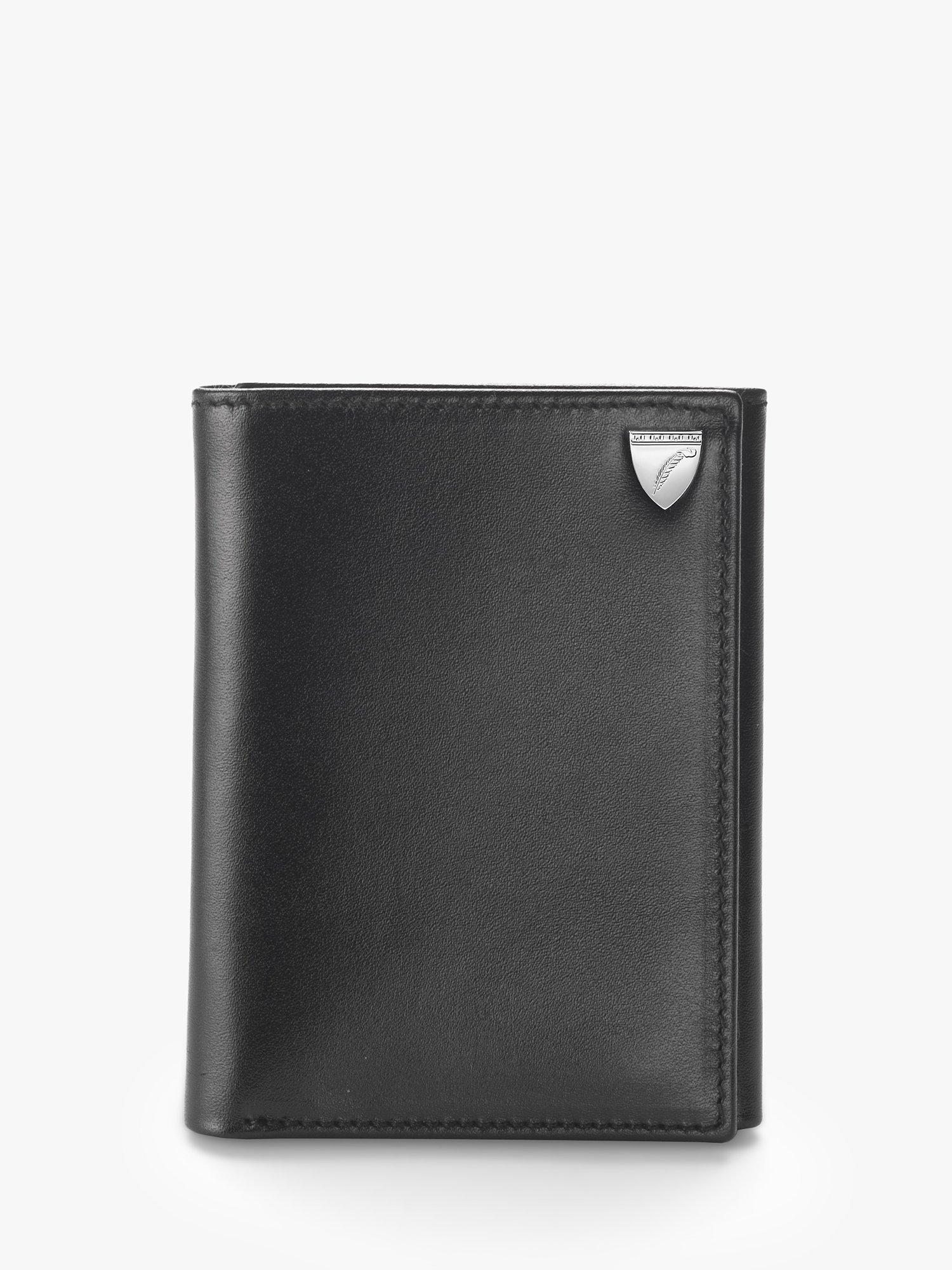 Product image 1 of 4, which shows Aspinal of London Smooth Leather Trifold Wallet, Black