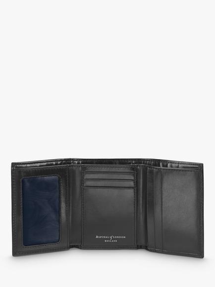 Aspinal of London Smooth Leather Trifold Wallet - view 2, Black