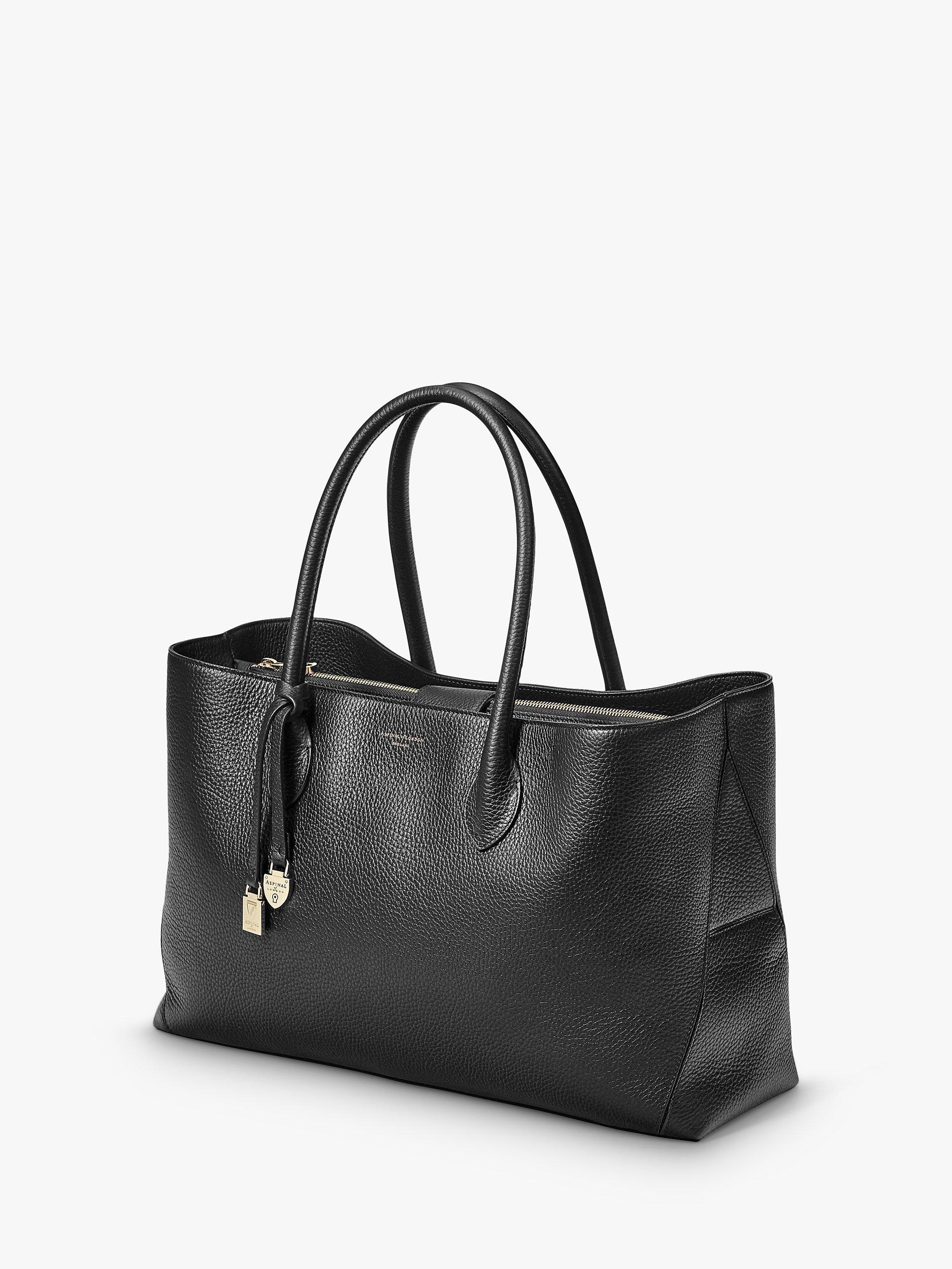 Product image 4 of 7, which shows Aspinal of London Large London Pebble Leather Tote Bag, Black