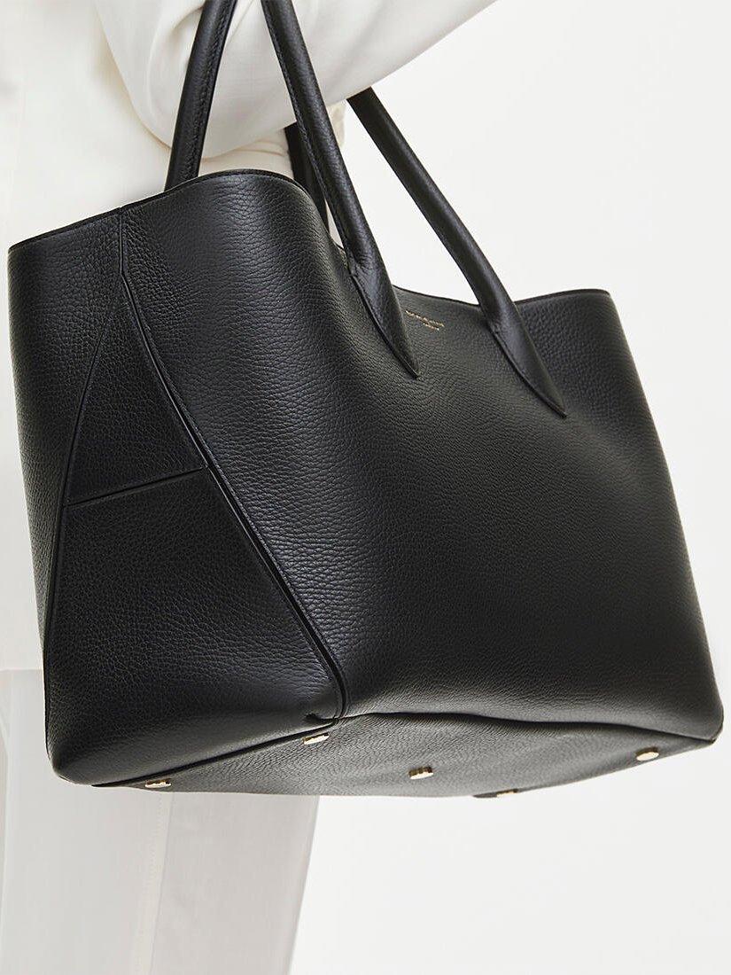 Product image 7 of 7, which shows Aspinal of London Large London Pebble Leather Tote Bag, Black