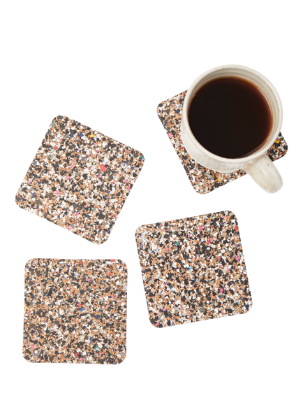 LIGA Beach Clean Cork Square Coasters, Set of 4, Multi - view 2, Multi