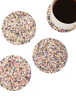 LIGA Beach Clean Cork Round Coasters, Set of 4, Multi - view 2, Multi