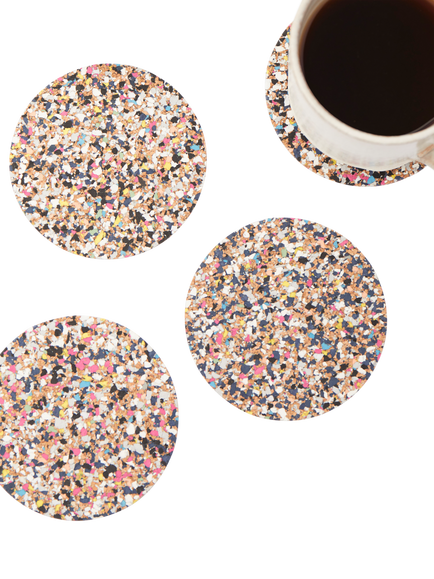 LIGA Beach Clean Cork Round Coasters, Set of 4, Multi - view 2, Multi
