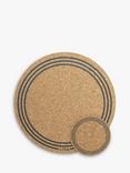LIGA Cork Printed Round Coasters, Set of 6, Natural