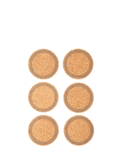 LIGA Cork Printed Round Coasters, Set of 6, Natural - view 2, Natural