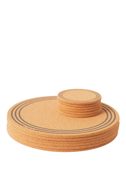 LIGA Cork Printed Round Coasters, Set of 6, Natural - view 2, Natural