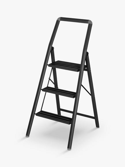 Wenko Folding Step Ladder, Black, 3 Tier, Black