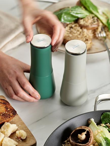 Joseph Joseph Editions Milltop No Spill Salt & Pepper Mills, Set of 2, Sage - view 2, Sage