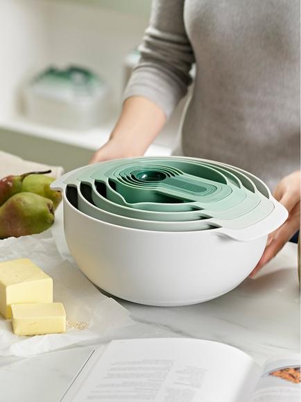 Joseph Joseph Editions Mixing Bowls & Measuring Cups Nest Set, 9 Pieces, Sage - view 2, Sage