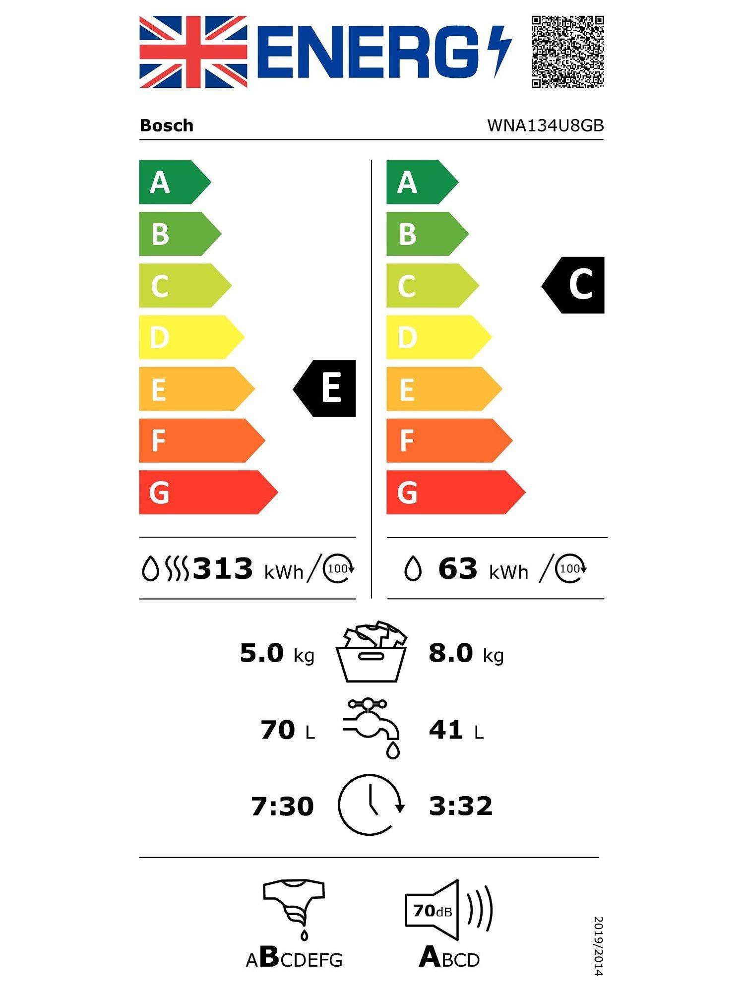 This item is rated E for energy efficiency on a scale from A (most efficient) to G (least efficient).