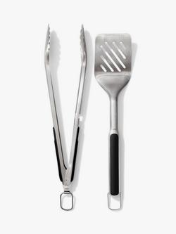 OXO Good Grips Stainless Steel BBQ Turner & Tongs, Set of 2, Silver/Black