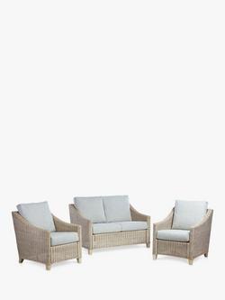 Desser Dijon Rattan 4-Seater Lounge Sofa & Chairs Set, Natural, Natural