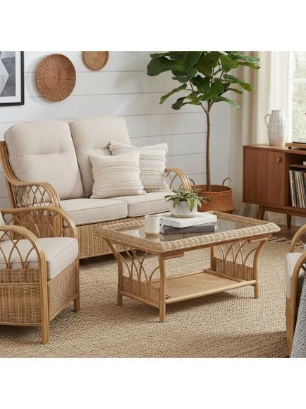 Desser Viola Rattan Coffee Table, Natural, Natural