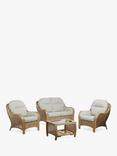 Desser Centurion Rattan 2-Seater Sofa & 2 Lounge Chairs with Coffee Table Set, Natural