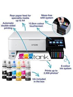 Epson EcoTank ET-8500 Three-In-One Wi-Fi Photo Printer with High Capacity Integrated Ink Tank System, White - view 2, White