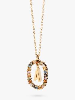 PDPAOLA Alphabet Initial Crystal Pendant Necklace, Gold/Multi, Gold/Multi A