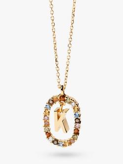 PDPAOLA Alphabet Initial Crystal Pendant Necklace, Gold/Multi, Gold/Multi K