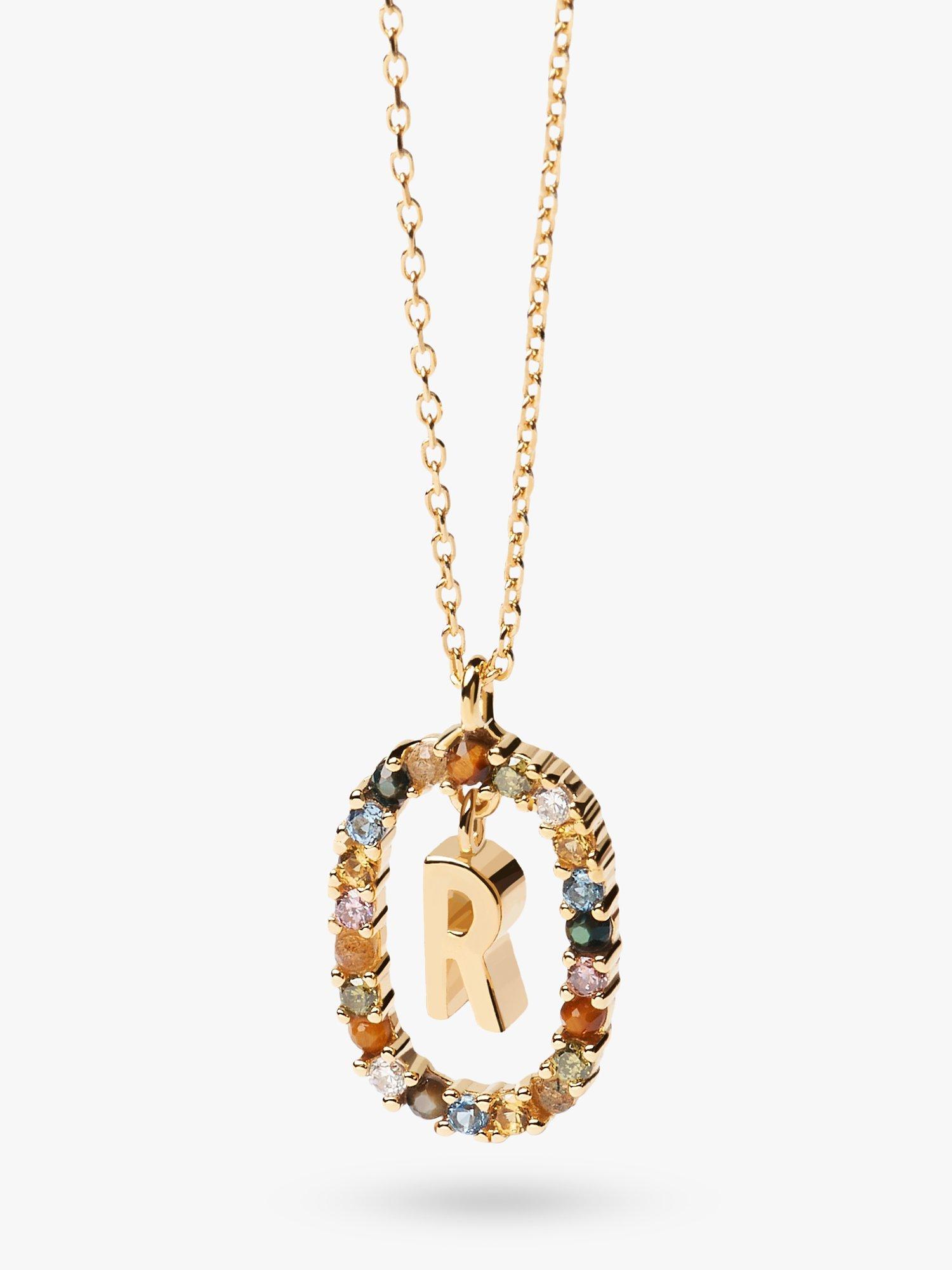 PDPAOLA Alphabet Initial Crystal Pendant Necklace, Gold/Multi, R