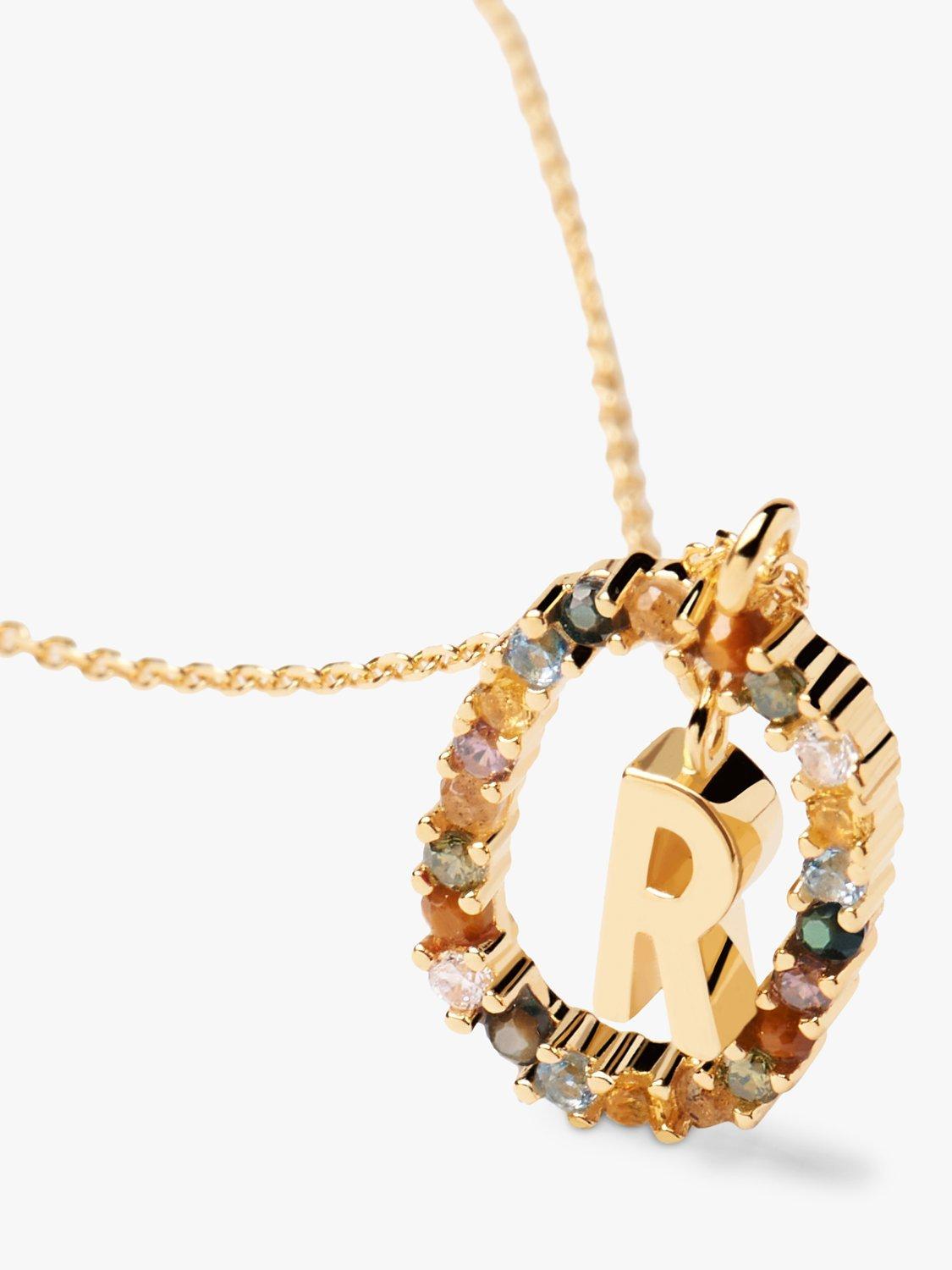 PDPAOLA Alphabet Initial Crystal Pendant Necklace, Gold/Multi, R