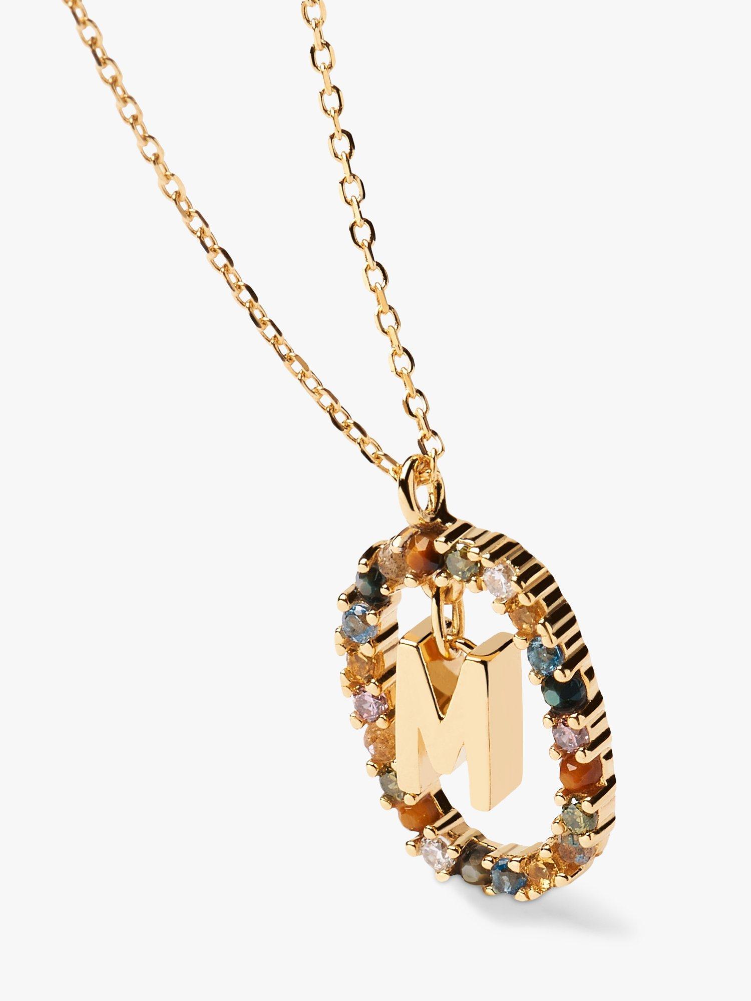 Product image 2 of 3, which shows PDPAOLA Alphabet Initial Crystal Pendant Necklace, Gold/Multi, M