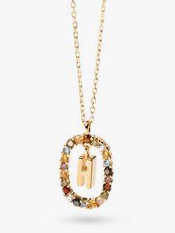 PDPAOLA Alphabet Initial Crystal Pendant Necklace, Gold/Multi, Gold/Multi H