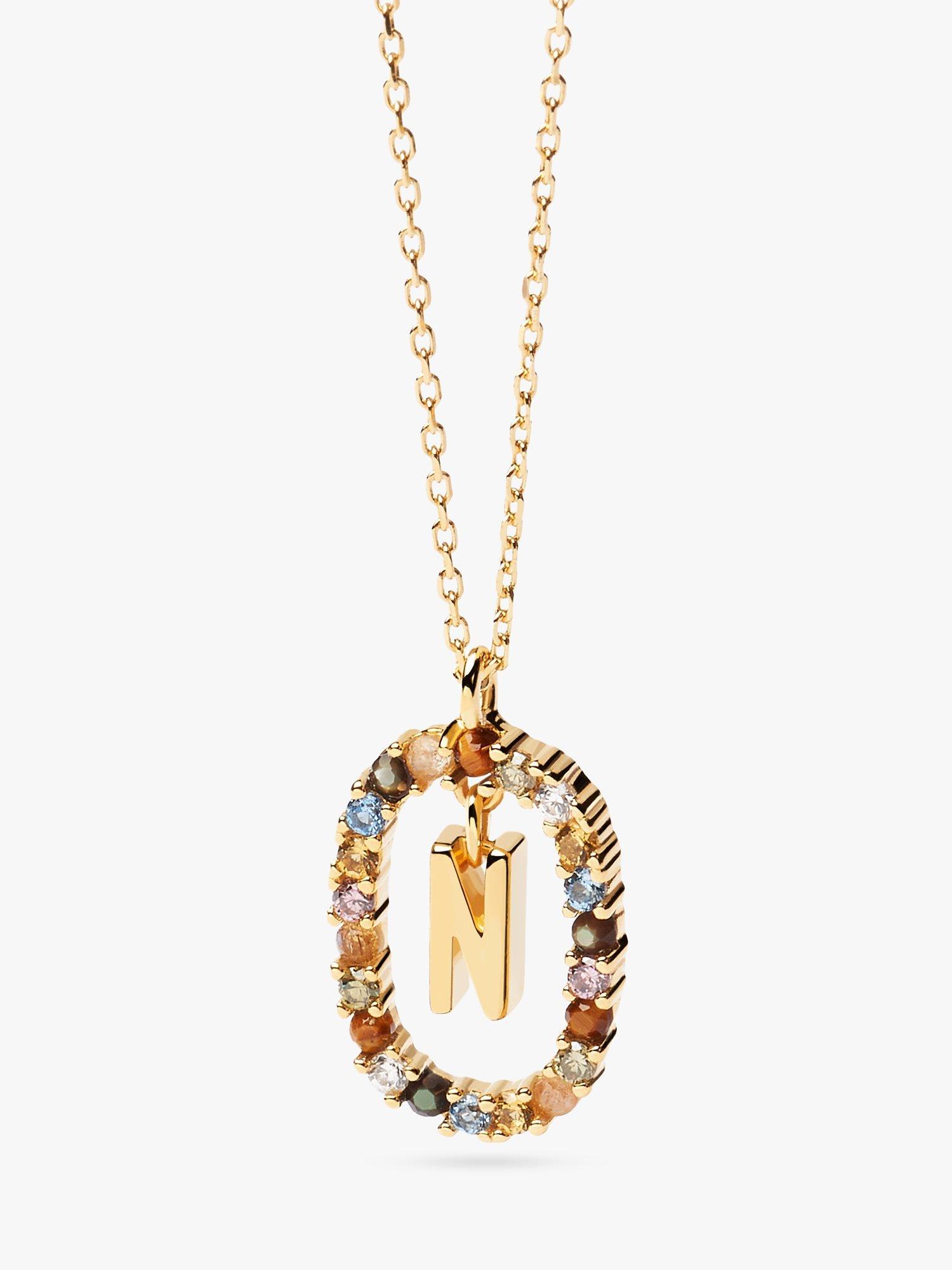 Product image 1 of 2, which shows PDPAOLA Alphabet Initial Crystal Pendant Necklace, Gold/Multi, N