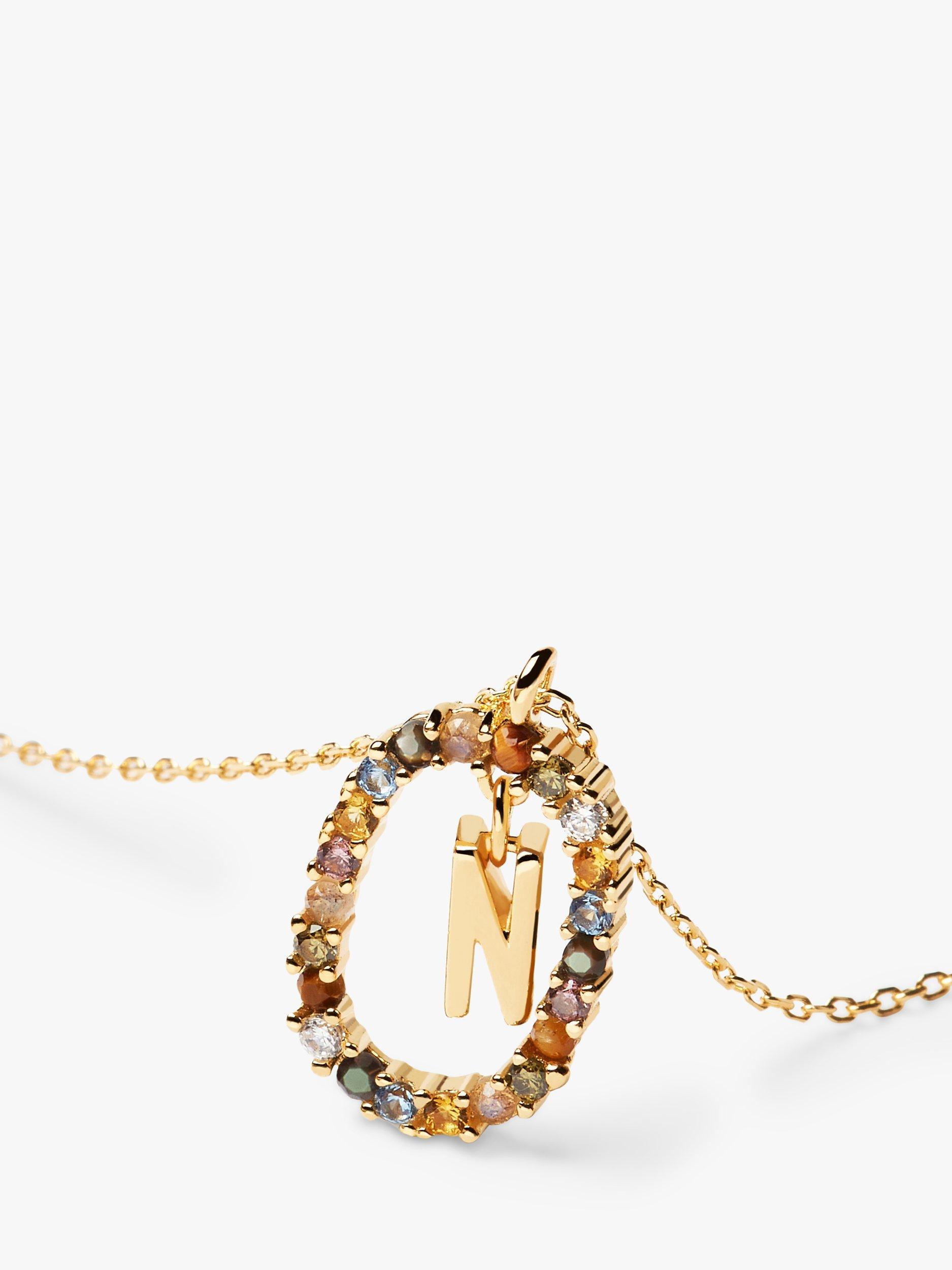 Product image 2 of 2, which shows PDPAOLA Alphabet Initial Crystal Pendant Necklace, Gold/Multi, N