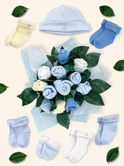 Babyblooms Personalised Berkeley Bear Welcome Baby Hamper, Blue - view 2, Blue
