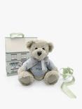 Babyblooms Personalised Berkeley Bear Soft Toy with Bear House Box, Light Blue