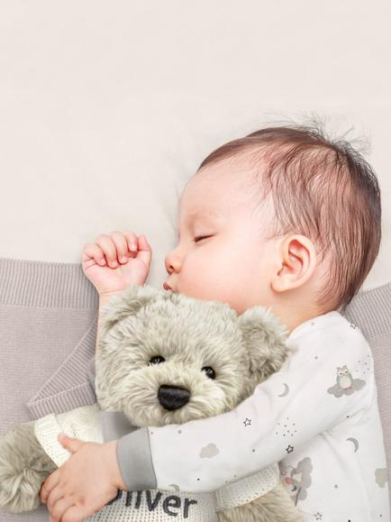 Babyblooms Personalised Berkeley Bear Soft Toy with Bear House Box, Light Blue - view 2, Light Blue