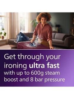 Philips PerfectCare 7000 Series PSG7130/20 SteamGlide Elite Steam Generator Iron, Navy - view 2, Blue