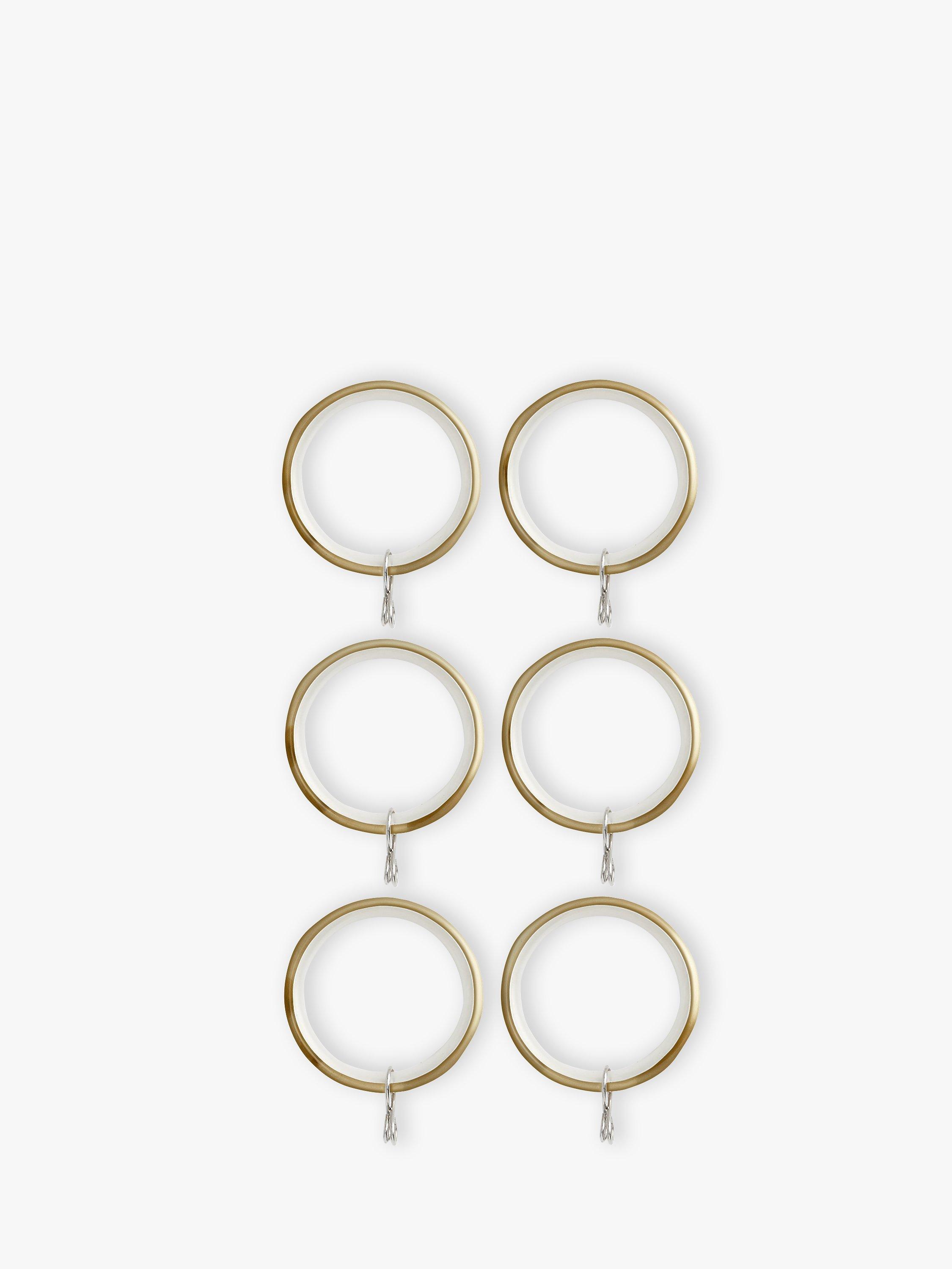 John Lewis Curtain Rings for Pencil Pleat Curtains, Dia.28mm, Set of 6, Antique Brass