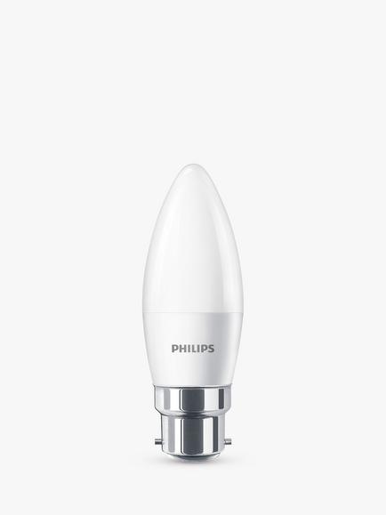 Philips 2.8W B22 LED Non Dimmable Candle Bulbs, White, Set of 2, White