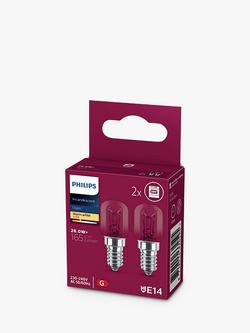 Philips 25W E14 Non-Dimmable Oven Bulbs, Set of 2, Clear - view 2, White