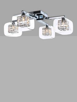 Impex Avignon Glass Cube Semi-Flush Ceiling Light, Chrome - view 2, Chrome