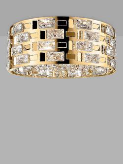 Impex Lola Crystal Flush Ceiling Light, Medium, Gold