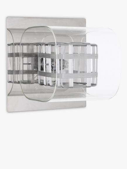 Impex Avignon Glass Cube Wall Light, Chrome