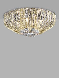 Impex Carlo Crystal Flush Ceiling Light, Small, Gold, Gold