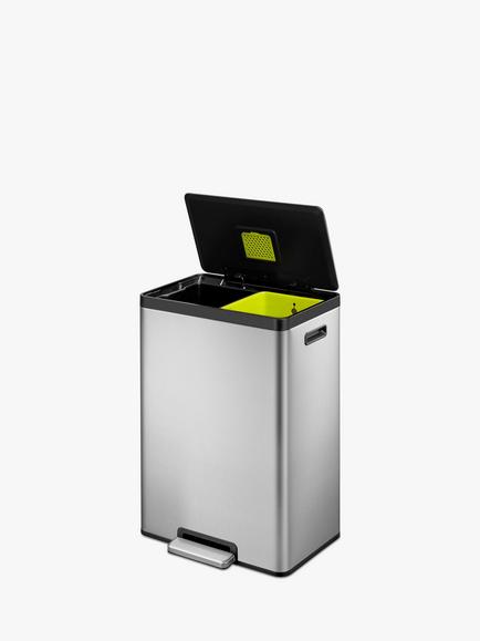 EKO Ecocasa 2 Section Recycling Pedal Bin, 2x 20L - view 2, Silver