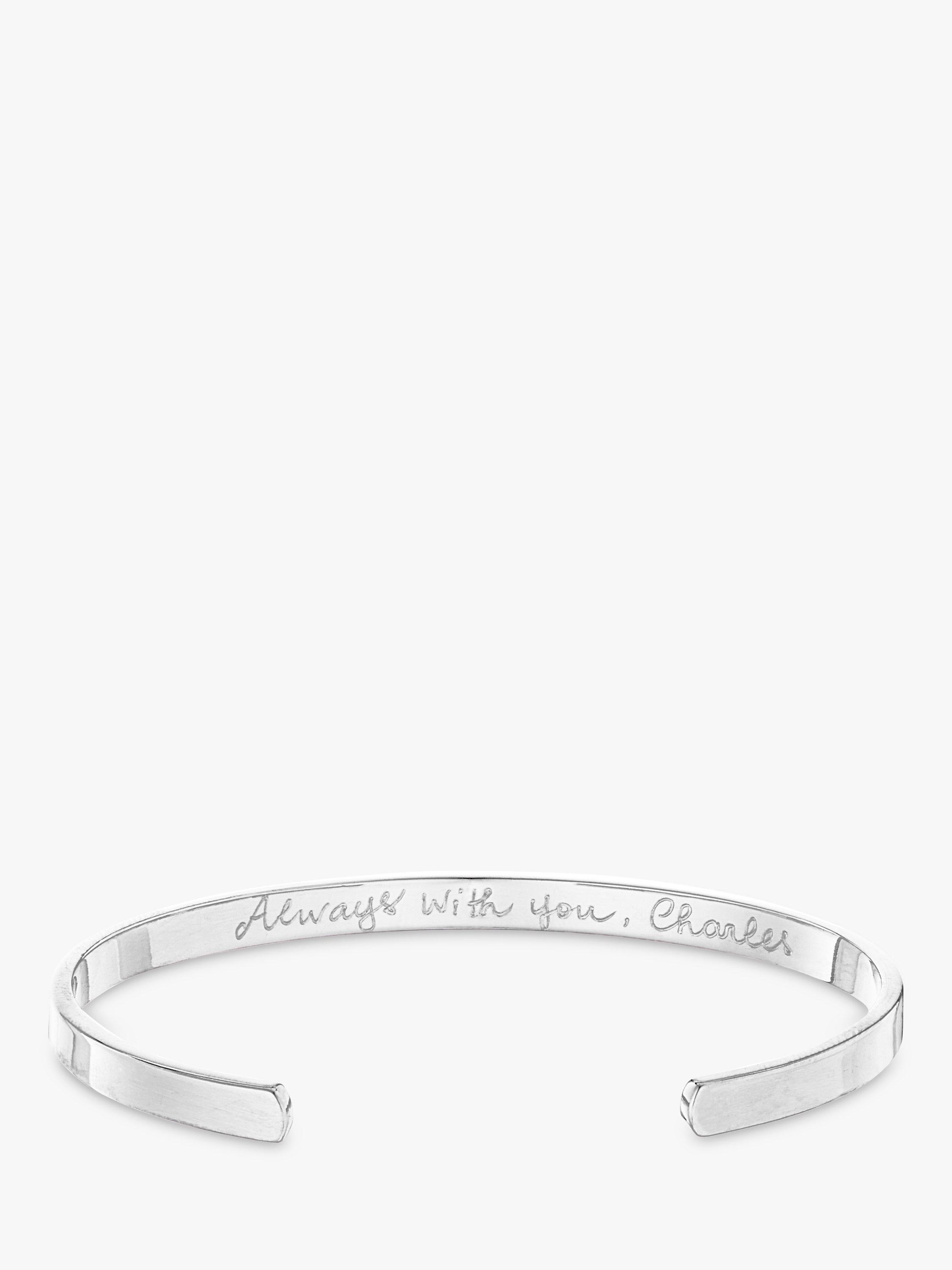 Merci Maman Personalised Men's Open Bracelet, Silver