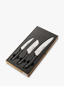 Robert Welch Signature Home Chef Stainless Steel Kitchen Knife Set, 3 Piece - view 2, Silver/Black
